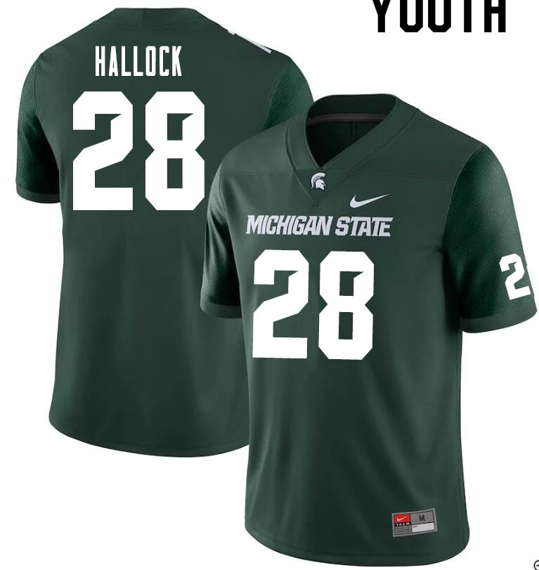 Youth #28 Tate Hallock Michigan State Spartans College Football Jerseys Sale-Green
